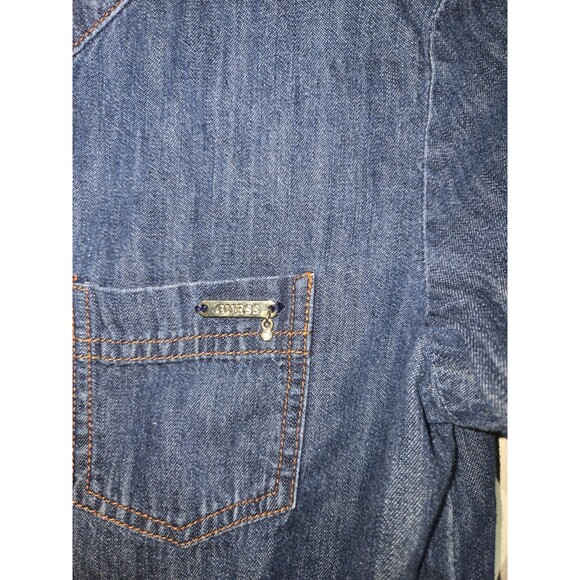 GUESS Girls' Big Roll Sleeve Denim Dress Size 12 - Picture 3 of 5